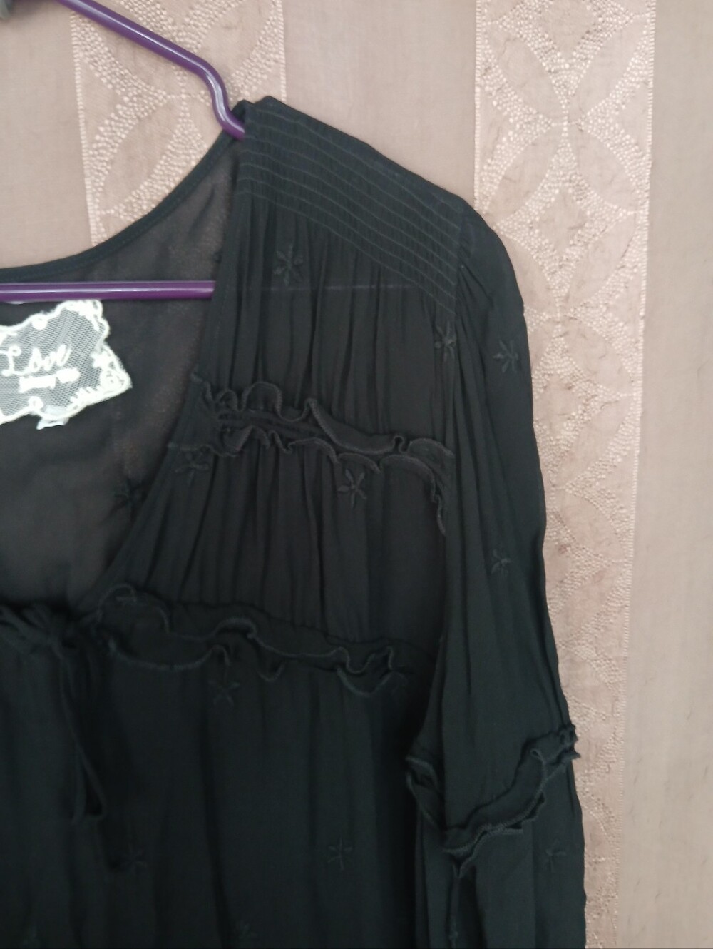 💎 LOVE Johnny Was Women's Top Black Eyelet Embroidered Peasant Tunic 0478 - Picture 9 of 12